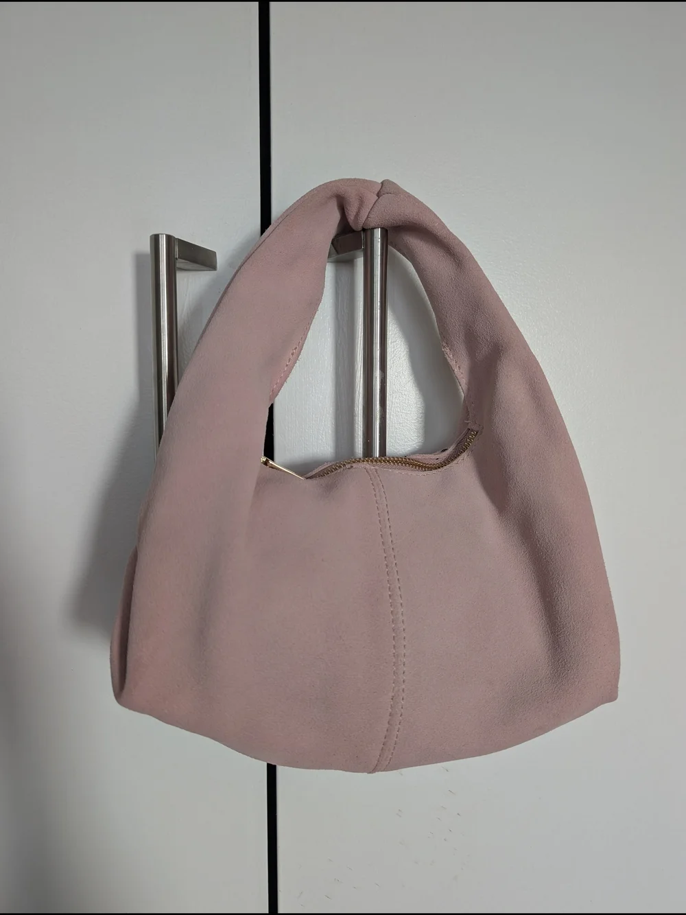 Aqua Pink Suede Hobo Hand Bag Women's Small